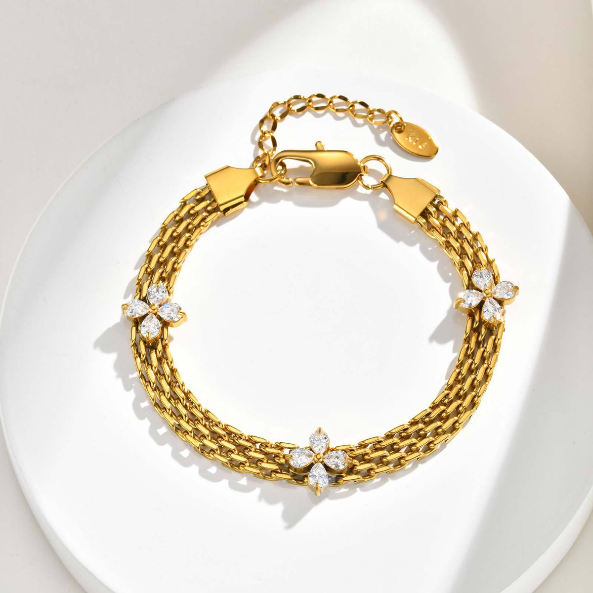 Flower Shell Zircon Stainless Steel Bracelet