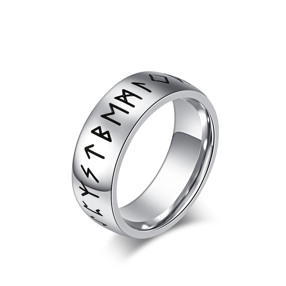 Planderful Viking Ring Luhn Rune Titanium Steel Band For Men Bold Neutral Style Everyday Genie