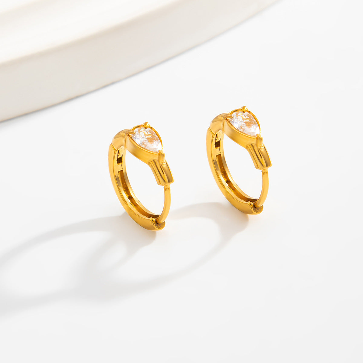 Planderful Vienna Verve Stainless Steel Zircon Water Drop Stud Earrings For Women Versatile Elegant Sparkle