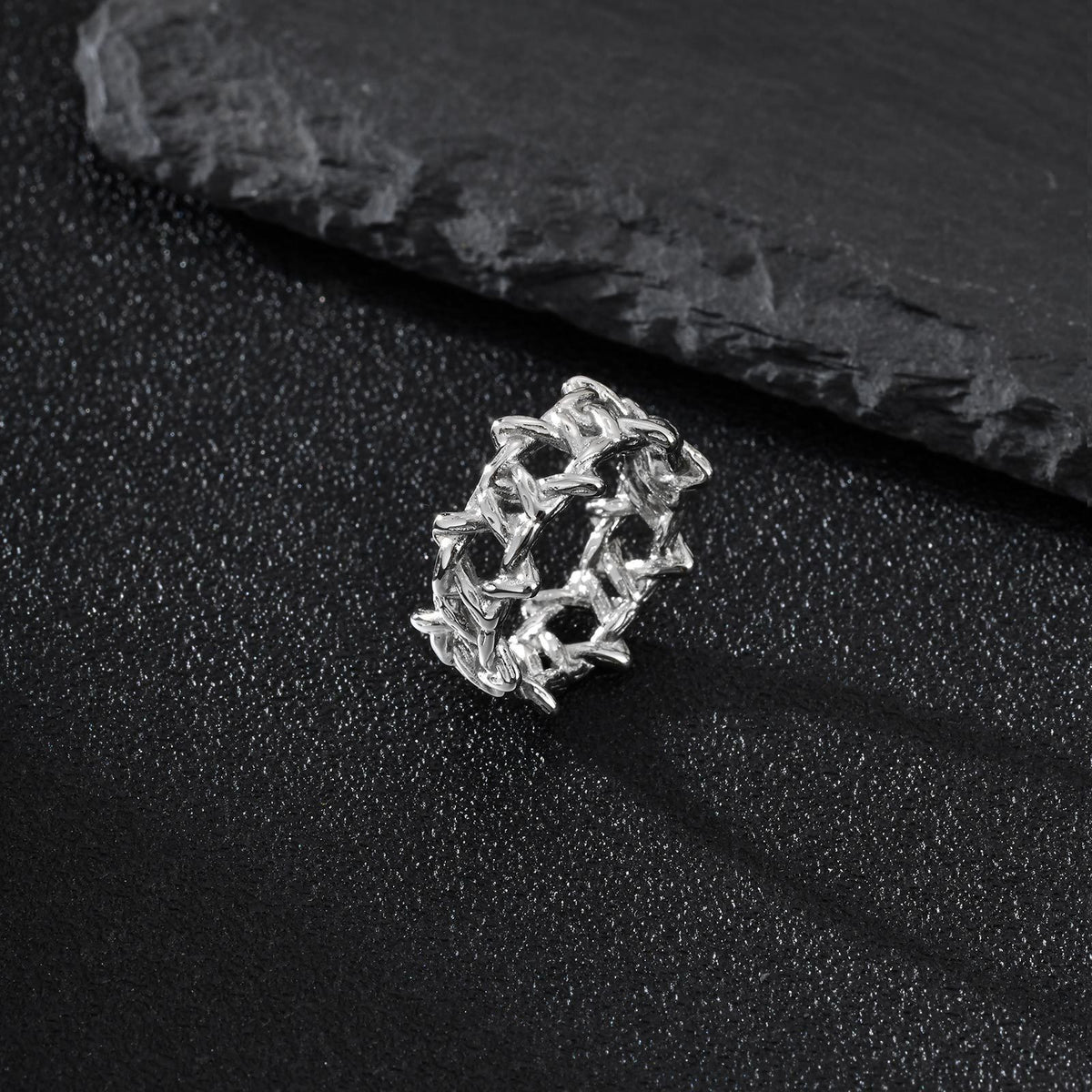 Titanium Steel – Men's Ring – Stainless Steel Woven Hexagram