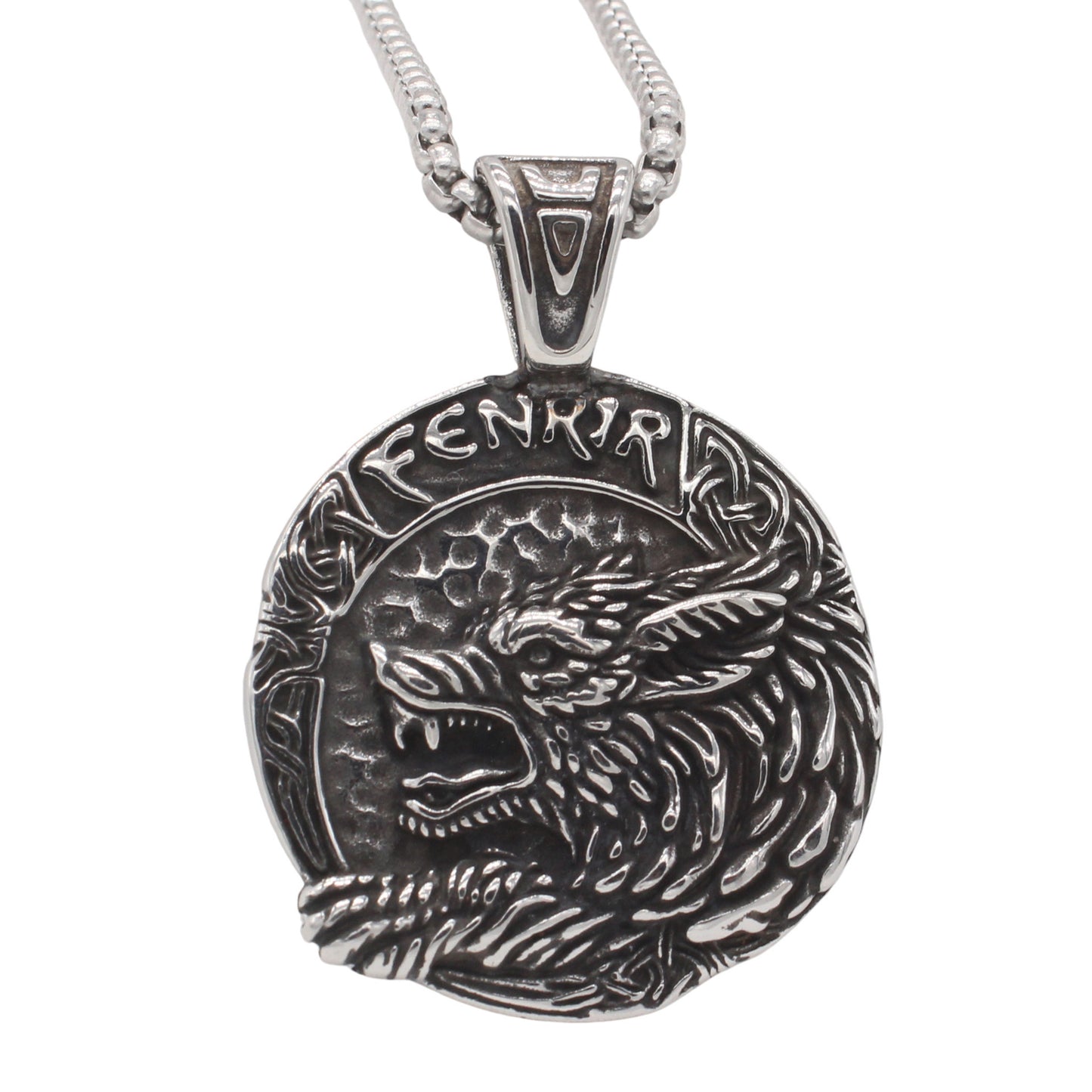 Planderful Norse Legacy – Retro Viking Wolf Men's Titanium Steel Pendant Necklace for Men