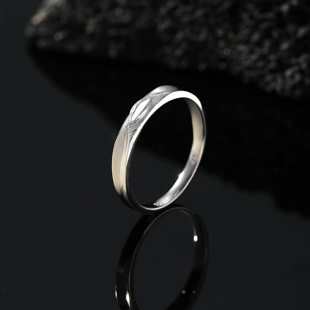 Minimalist Weaving 925 Sterling Silver Men's Ring