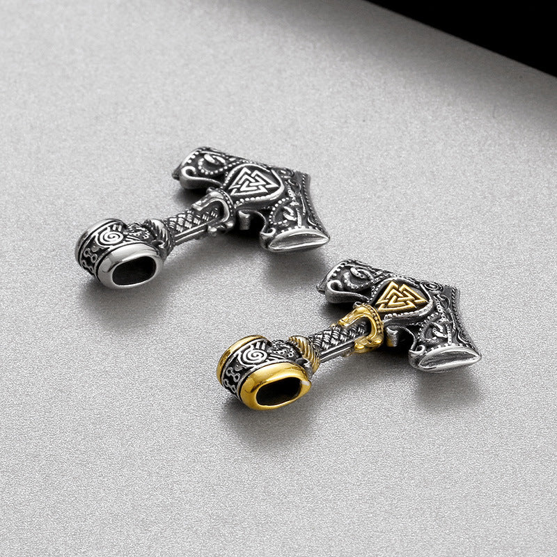 Viking-Inspired Punk Men's Stainless Steel Pendant with Odin Triangle Rune and Pirate Anchor Design