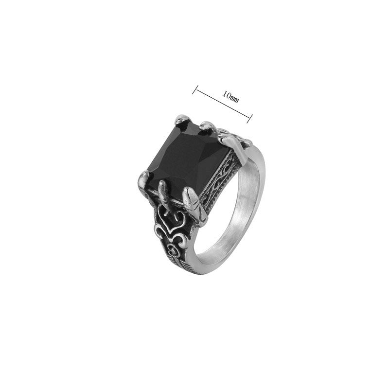 Planderful Titanium Steel Ring With Square Zircon For Men And Women Unisex Protection Statement Size 7 To 12