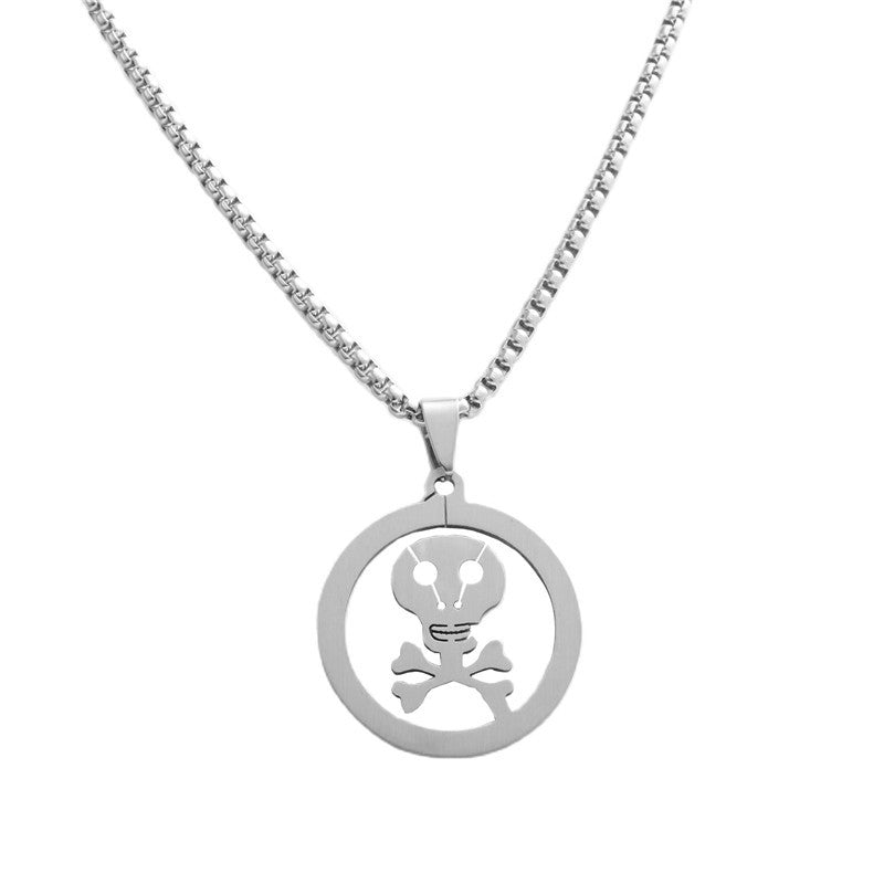 Titanium Steel Retro Pirate Skull Pendant Necklace for Men
