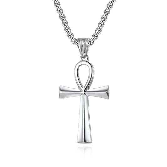 Personalized Titanium Steel Anka Cross Necklace for Men