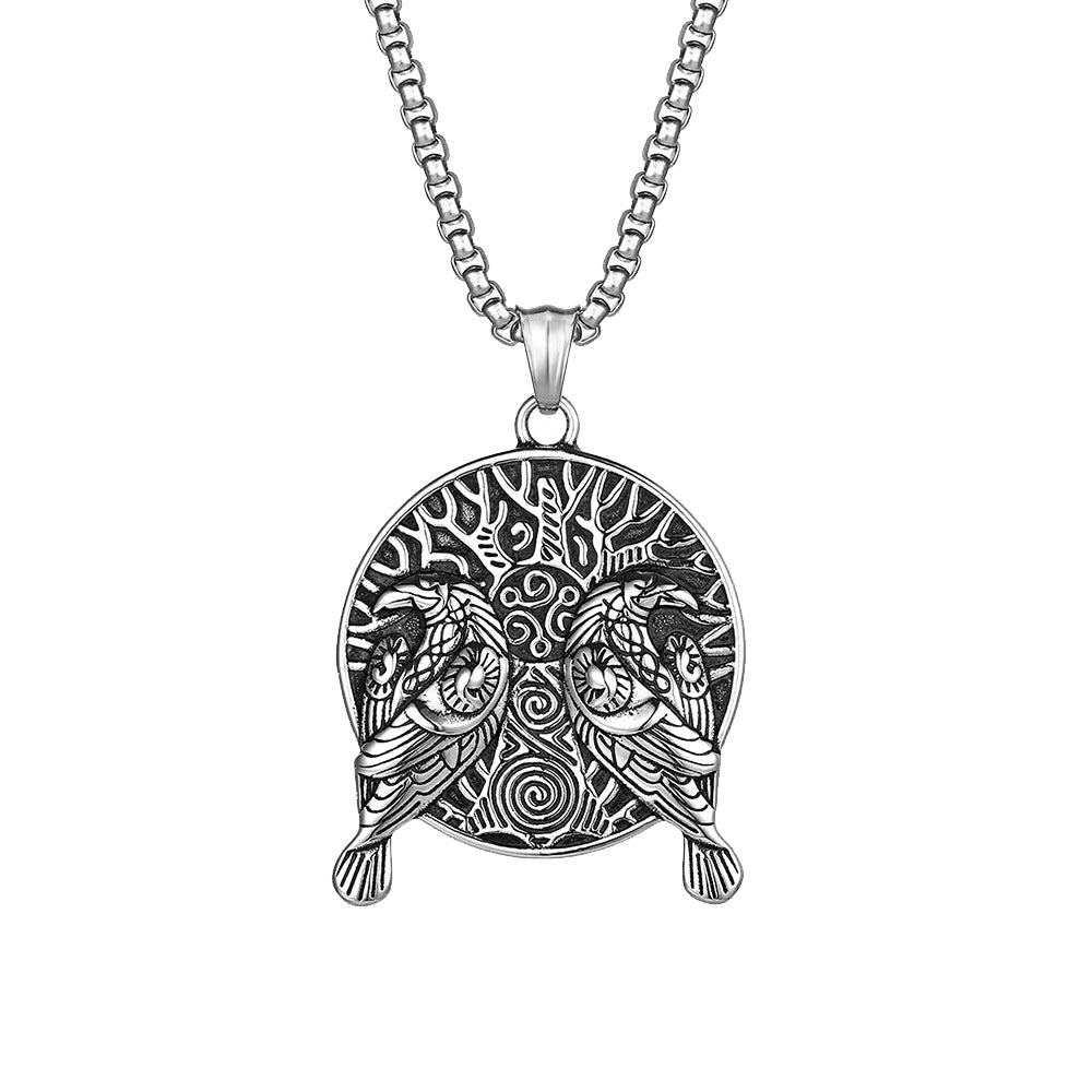 Foreign Trade Viking Odin Crow Titanium Steel Necklace