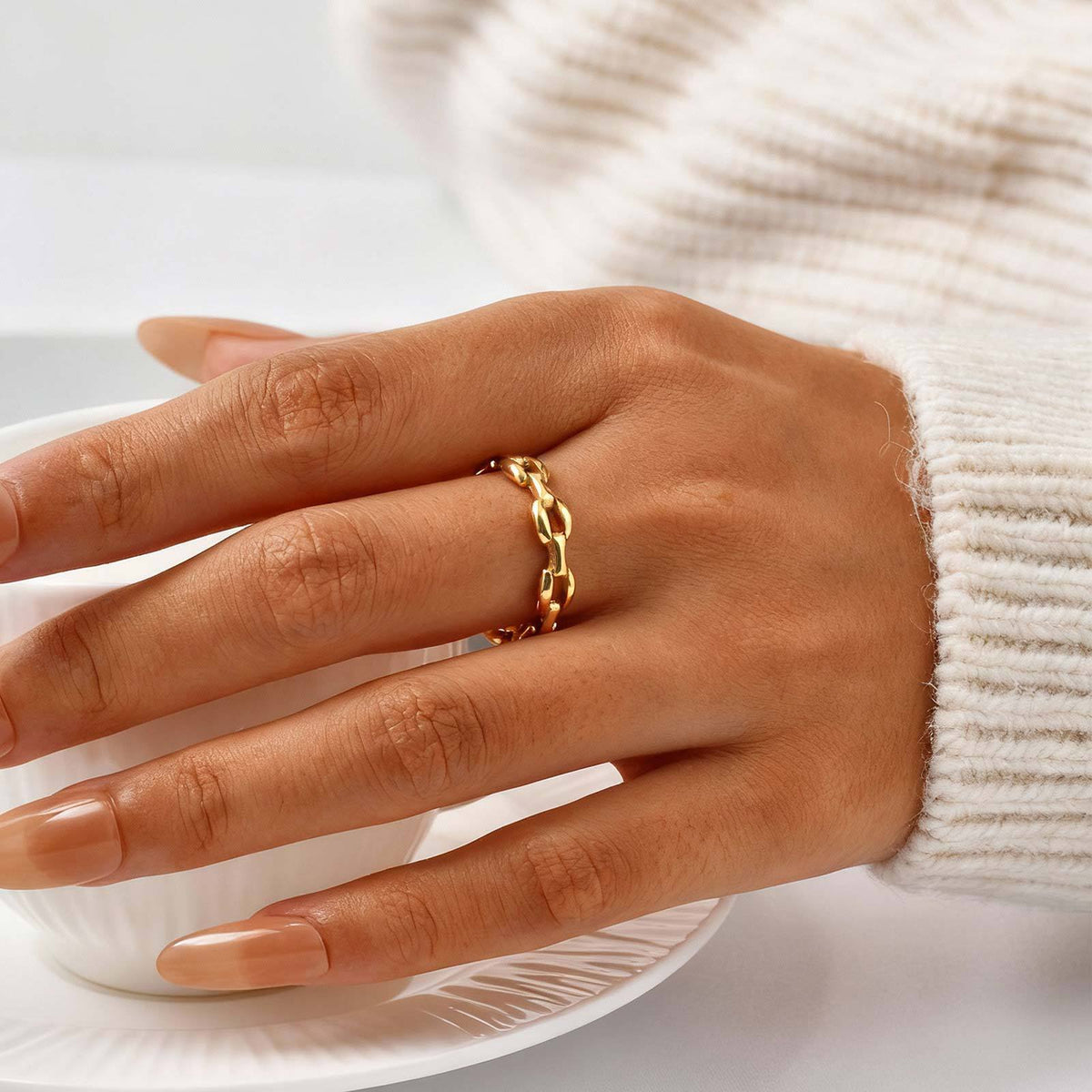 Stainless Steel Chain Glossy Strap Chain Ring