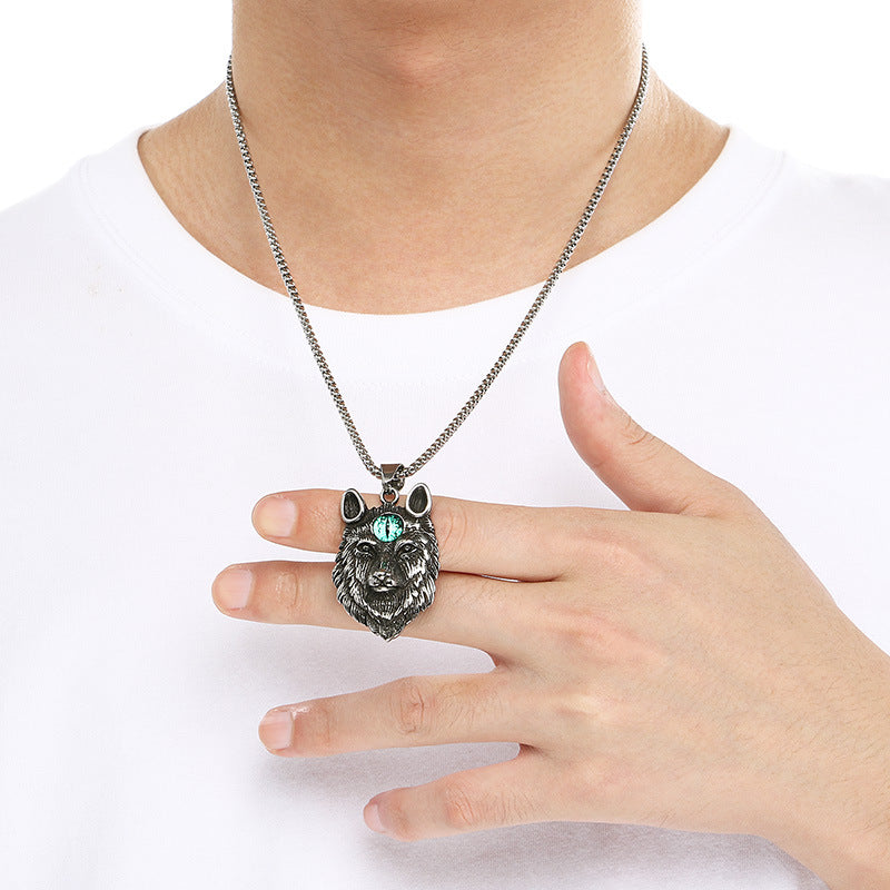 Planderful Mens Pendant Titanium Steel Turquoise Pentagram
