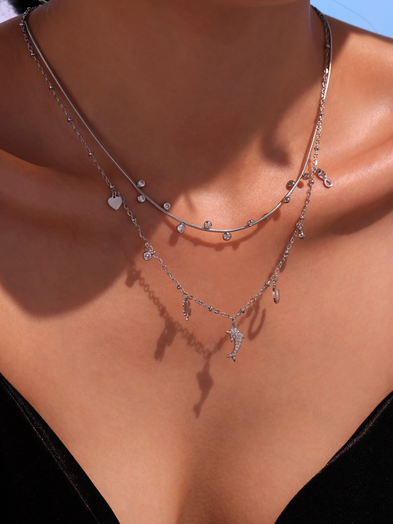 Stainless Zircon Collarbone Necklace For Girls Planderful