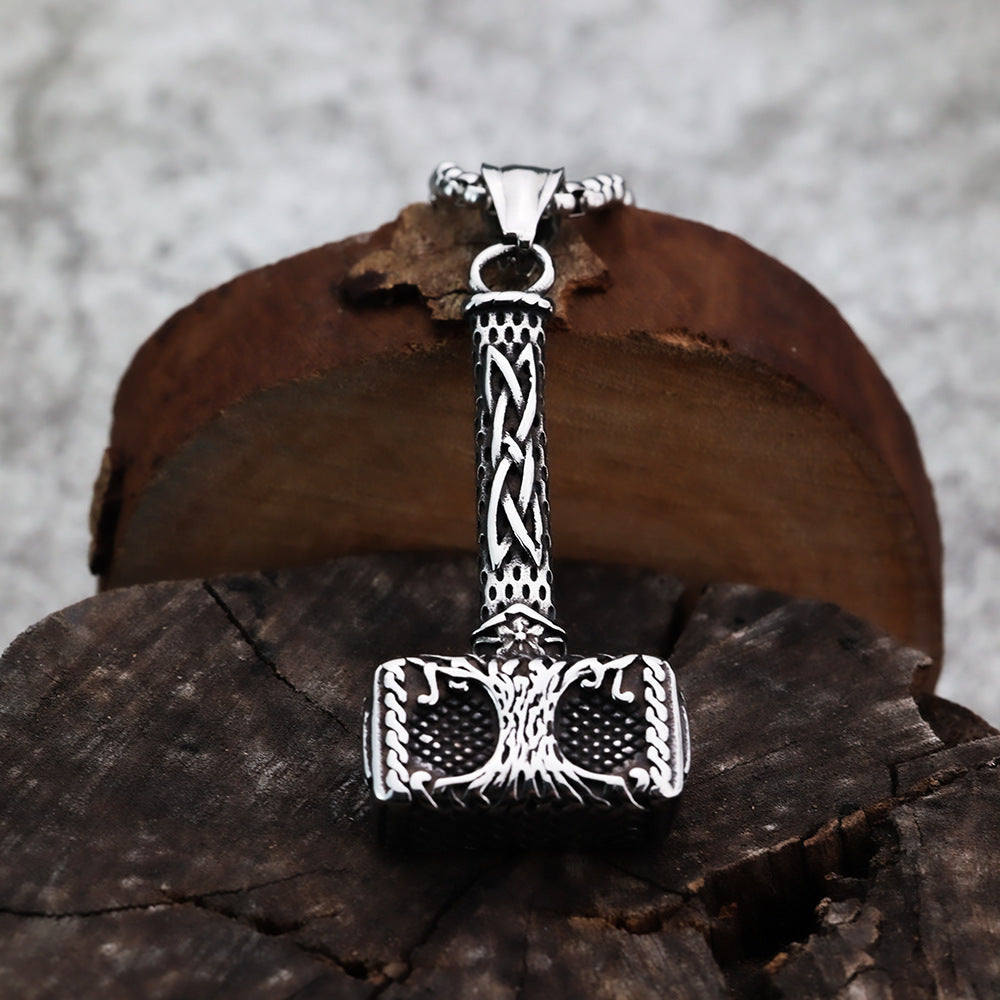 Foreign Trade Hot-Selling Titanium Steel Thor Hammer Necklace