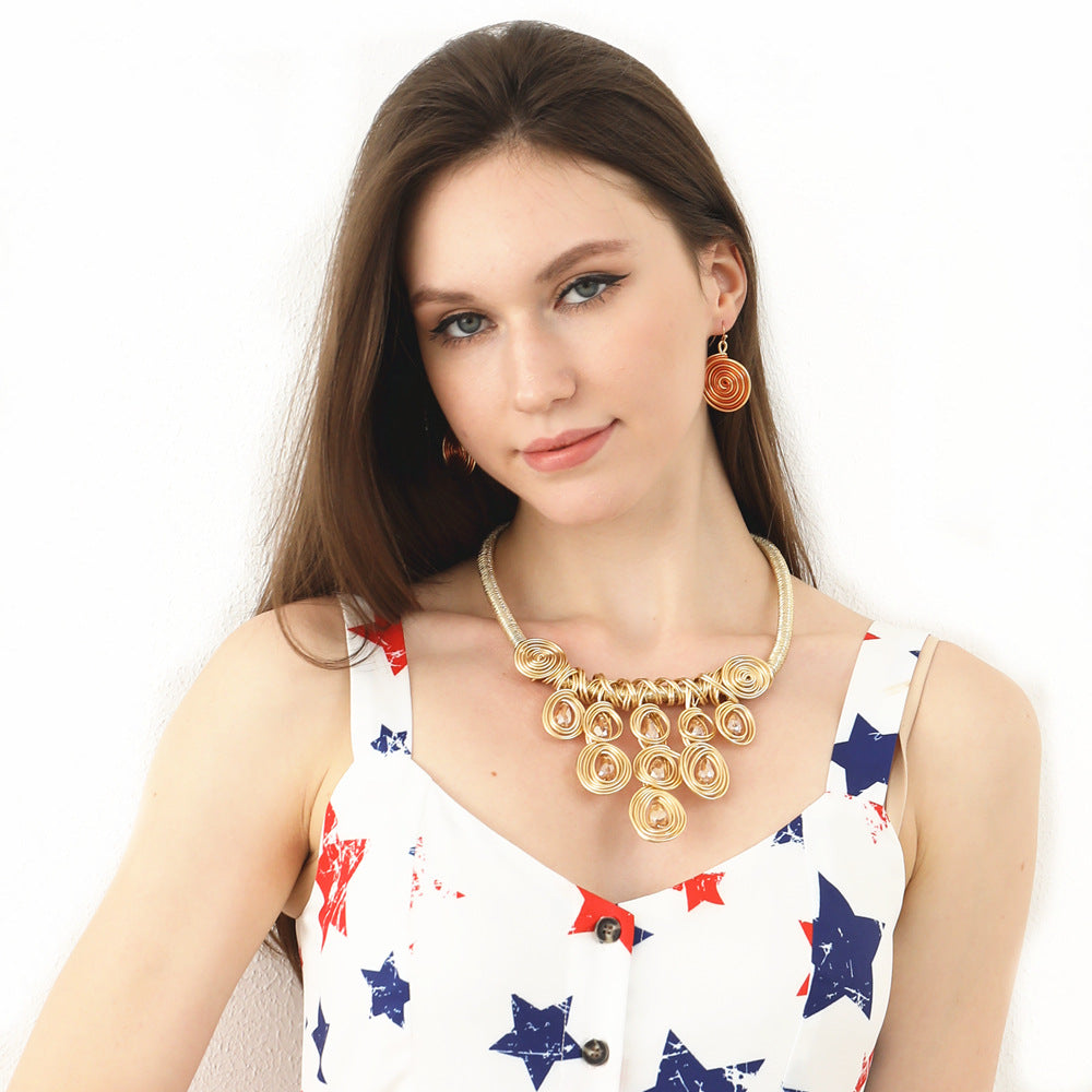 Extravagant Necklace Set from Europe and America, Tassel Woven Statement Necklace, Amazon's Latest Jewelry