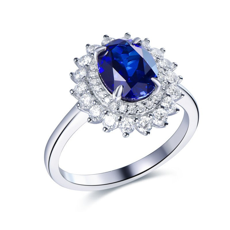 1.5-Carat Royal Sapphire Ring with Double Layer Halo Design