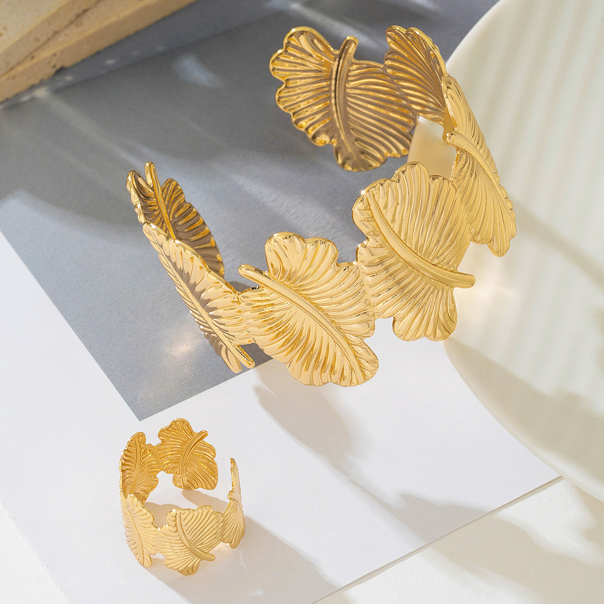 Stylish Metal Leaf Jewelry Set for Women by Planderful