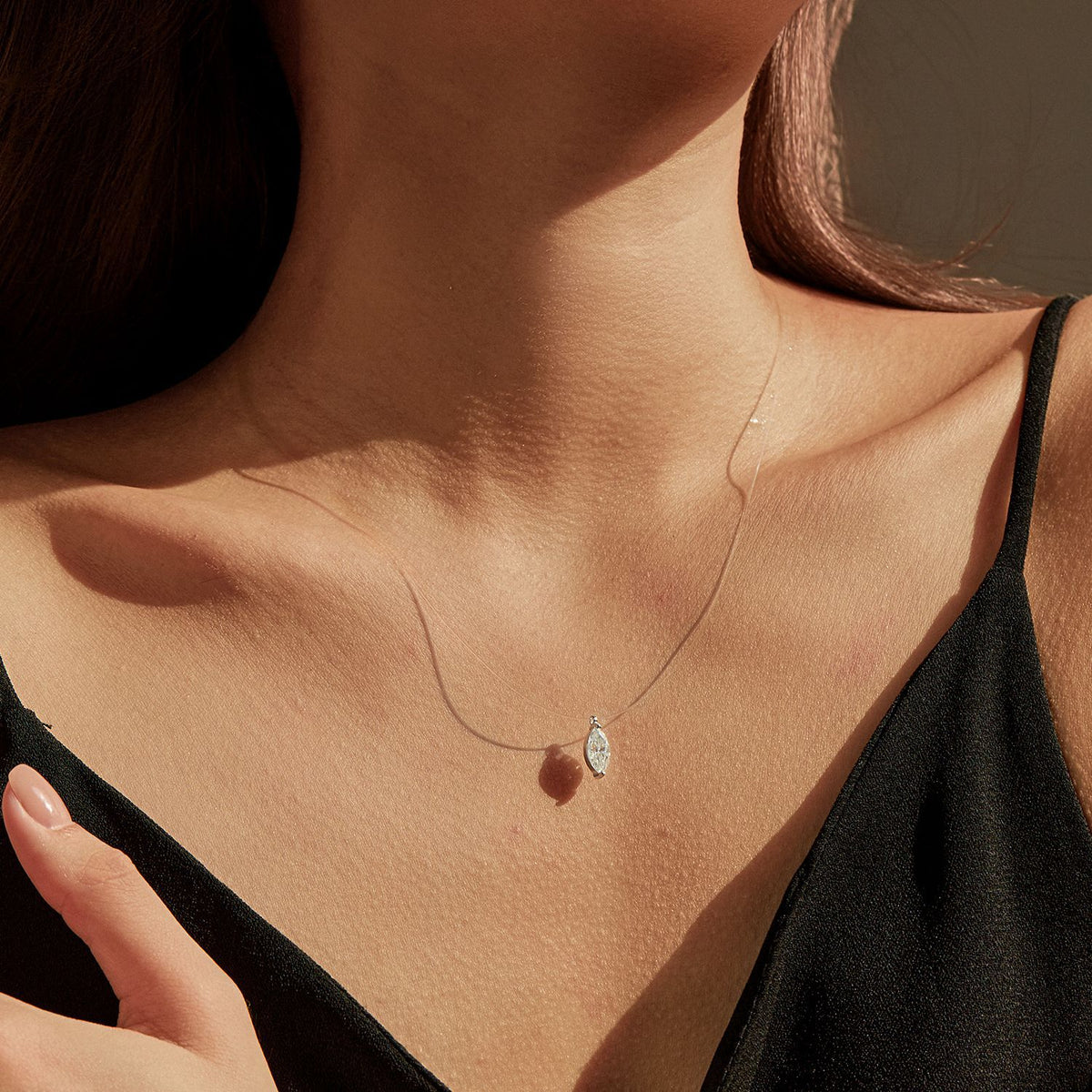 925 Sterling Silver D-Color Moissanite Floating Necklace