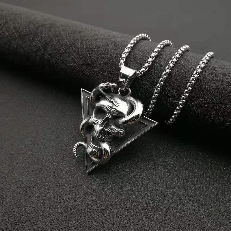 Titanium Steel Necklace - Vintage Skull Snake Pendant