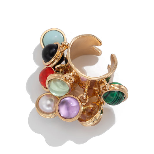 Planderful Boho Pearl Fringe Ring For Women Turquoise Accent Statement Jewelry Vienna Verve