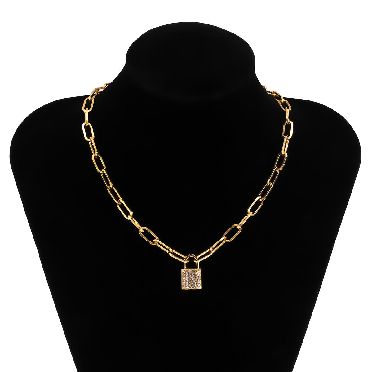 Planderful Vienna Verve Zircon Clavicle Lock Necklace for Women Geometric Cross Statement Jewelry