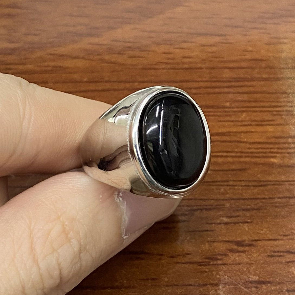 Planderful Turquoise Titanium Steel Ring Unisex Statement Jewelry For Fashionable Everyday Genie Fans