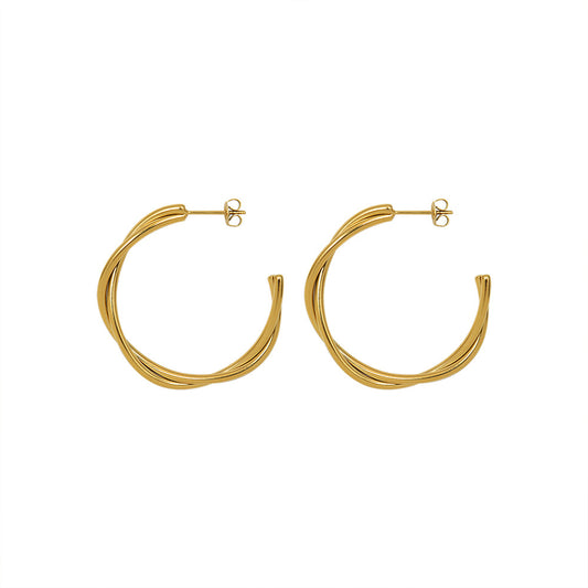 Golden Twist Cross Earrings with Titanium Finish - Unique Genie Collection Piece