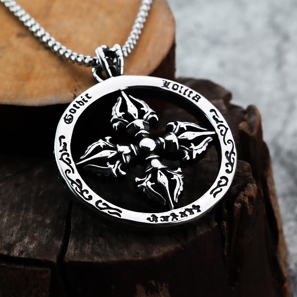 Round Geometric Stainless Steel Men's Pendant Necklace