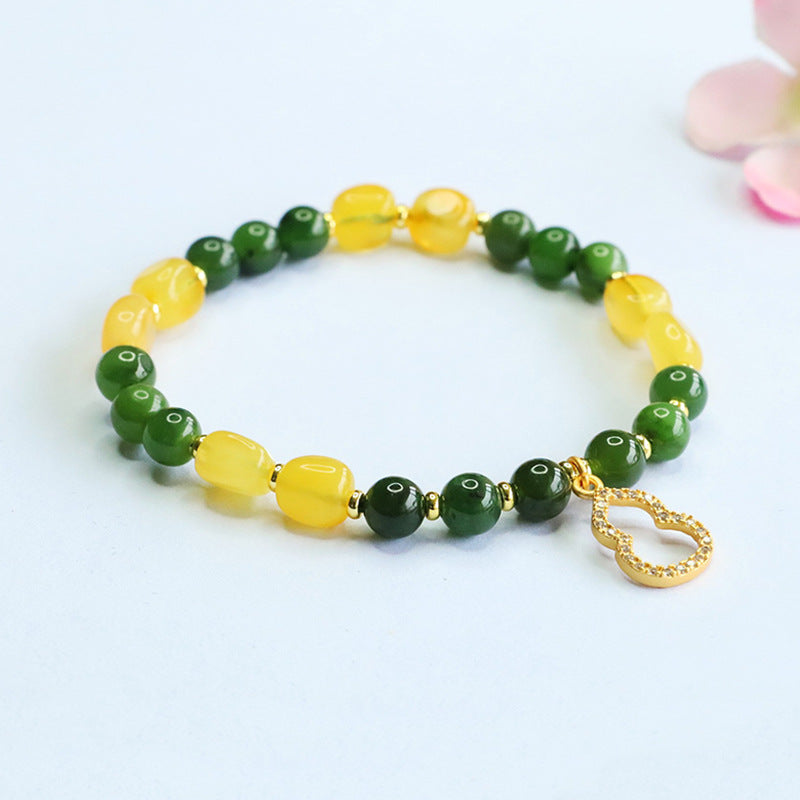 Hetian Jasper & Beeswax Amber Bracelet
