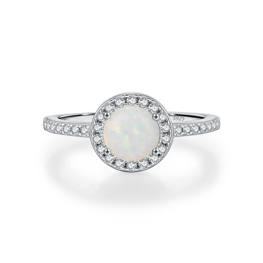925 Sterling Silver Faux Opal Ring