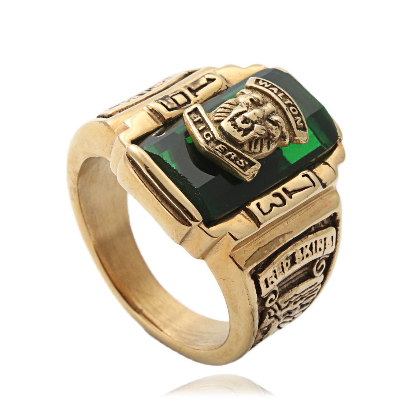 Titanium Steel Multi-Color Gemstone Lion Ring for Men - Retro Punk Style