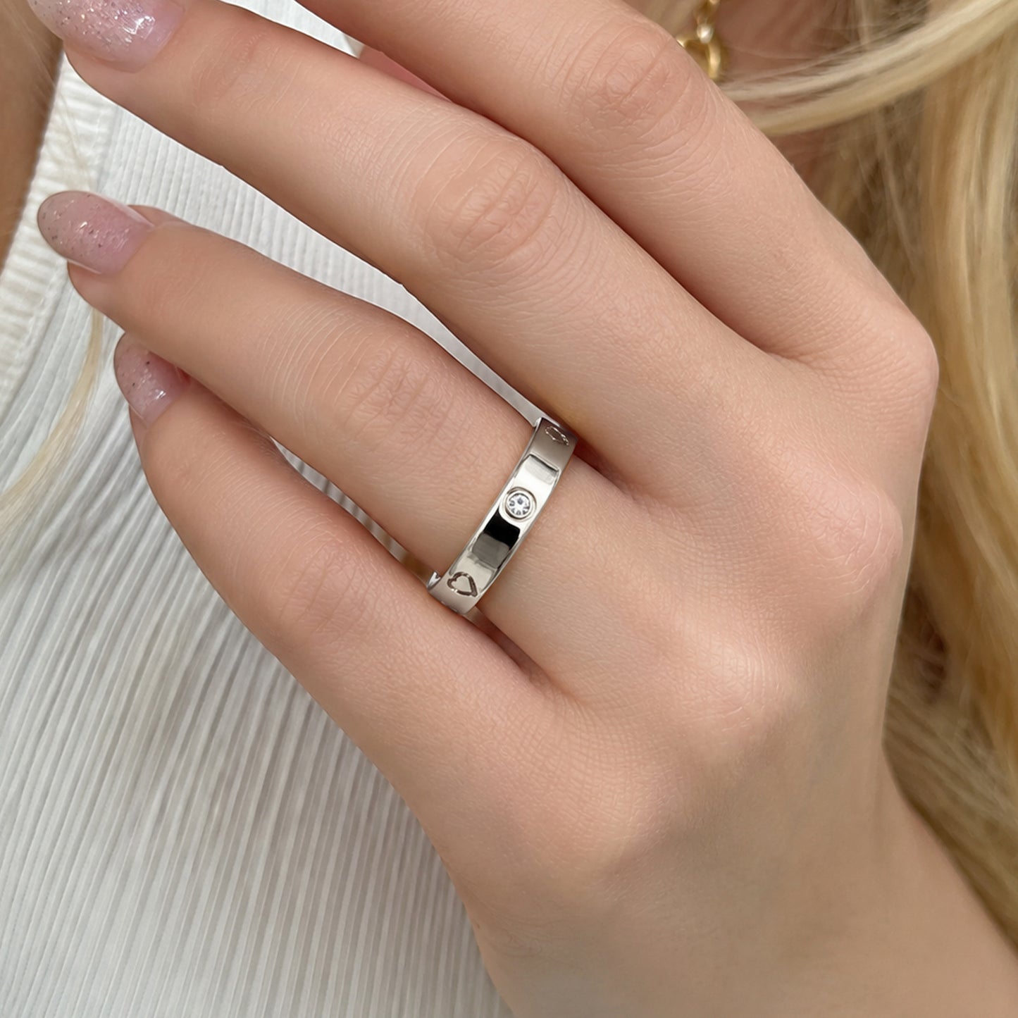 Planderful Everyday Genie Zircon Inlaid Stainless Steel Ring For Couples Unisex Luxury Statement Jewelry