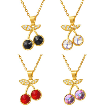 Copper material Internet celebrity Japanese and Korean style cherry fruit zircon niche new design pendant temperament