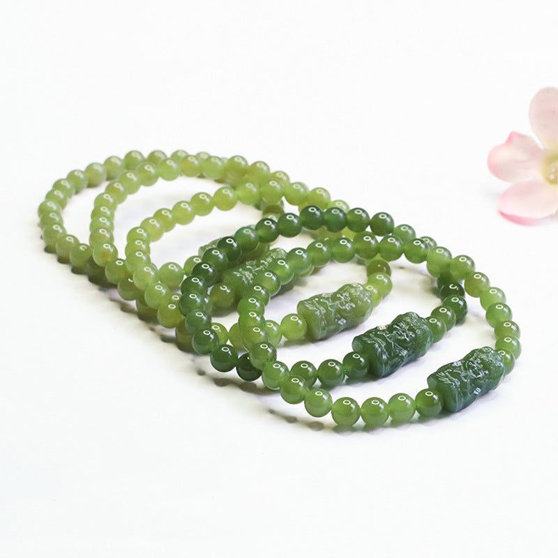 Qingshui Hetian Jade Zakiram Charm Bracelet