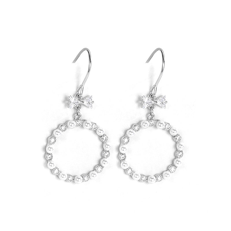 Bead Bow 925 Sterling Silver Women's Earrings