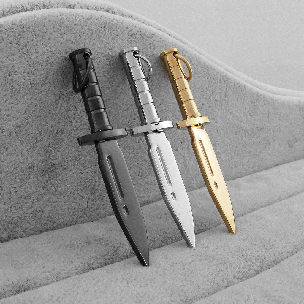 Planderful Dagger Pendant Necklace Stainless Steel Personalized For Men Edgy Punk Retro Jewelry