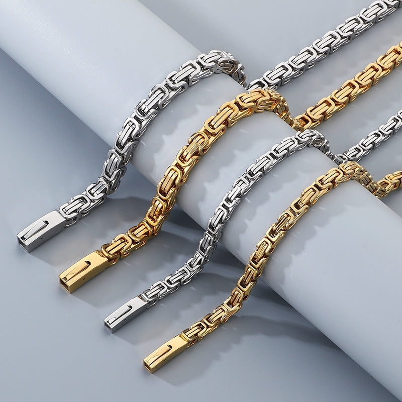 Personalized Byzantine Bracelet Titanium Emperor Chain Set