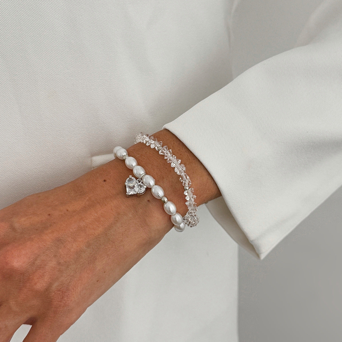 Love Pendant Bracelet Beaded Stackable Imitation Pearl By Planderful Vienna Verve For Fashionable Women