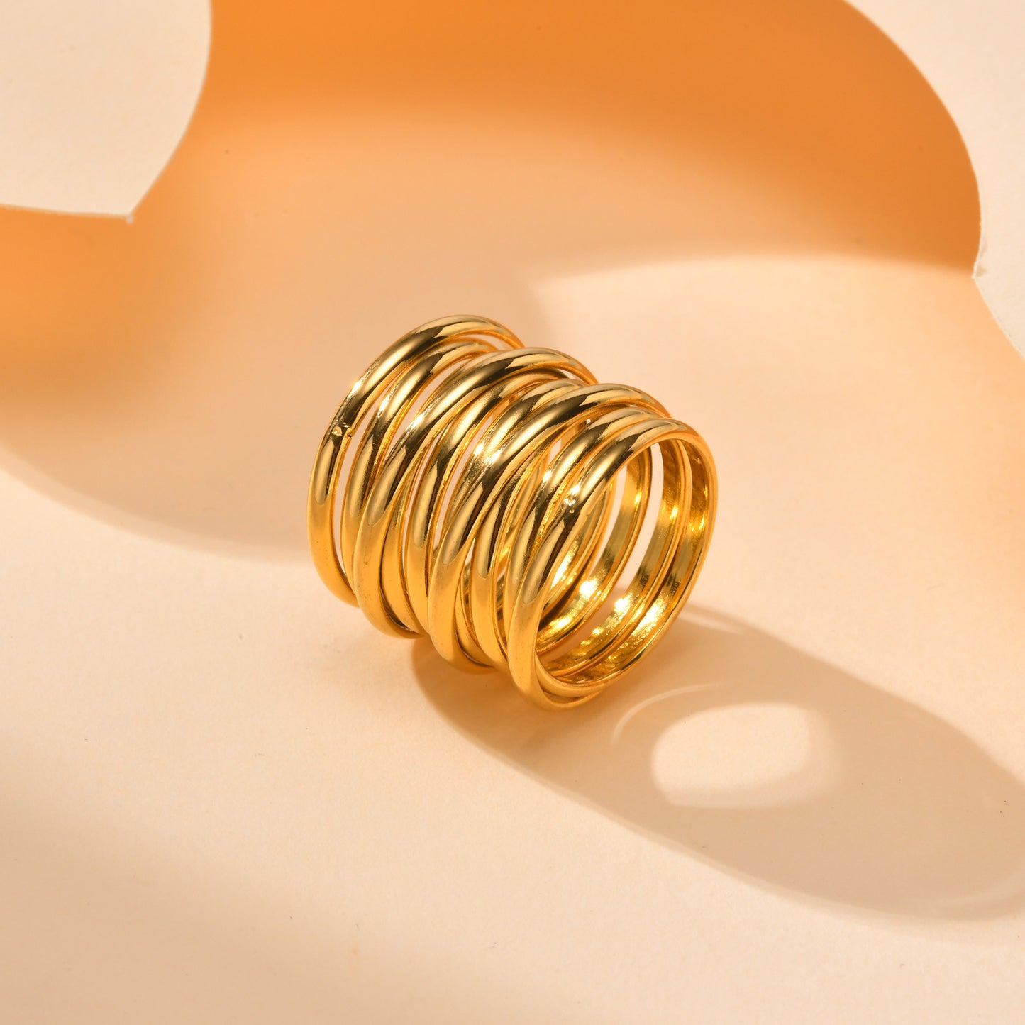 Rings Stainless Steel Multi-Layer Twist Three-Layer 18K Gold Fashion Jewelry