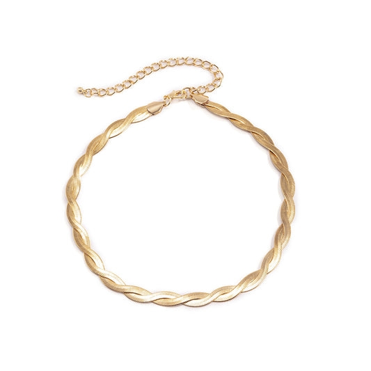 Planderful Vienna Verve Snake Bone Chain Necklace For Women Twist Weave Single Layer Clavicle Design Statement Jewelry