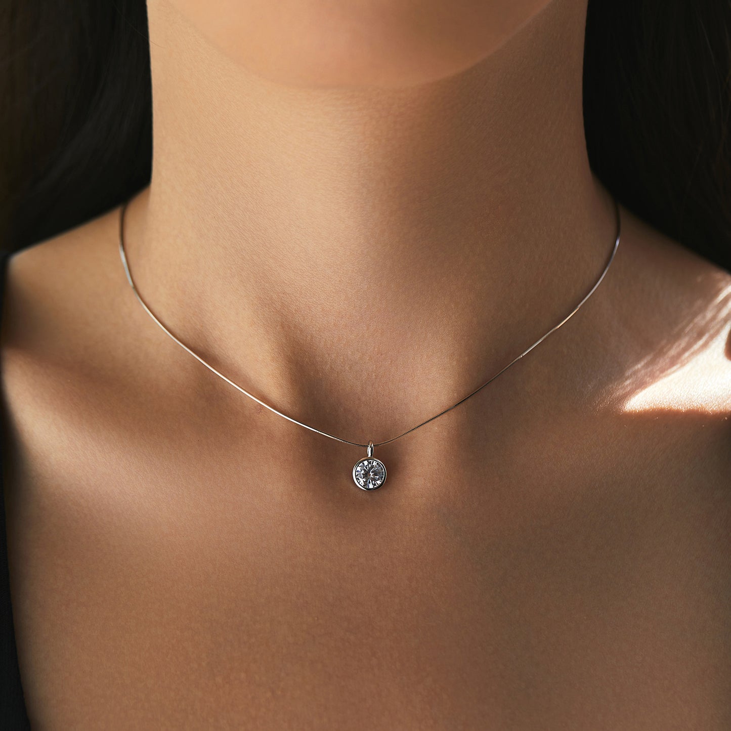 Planderful Everyday Genie S925 Silver Super Flash Single Zircon Bubble Necklace – High Sense Internet Celebrity Style Versatile Collarbone Chain