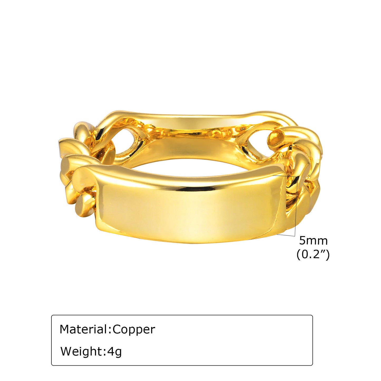 Rings Bent Brand Chain Ring Gold Ring Fashion Personality Style