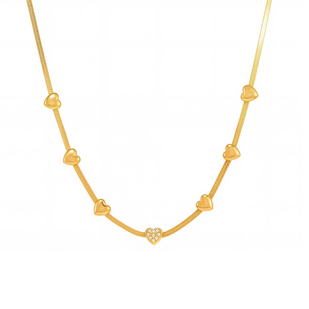 Planderful Zircon Clavicle Necklace For Her 18K Gold Layered