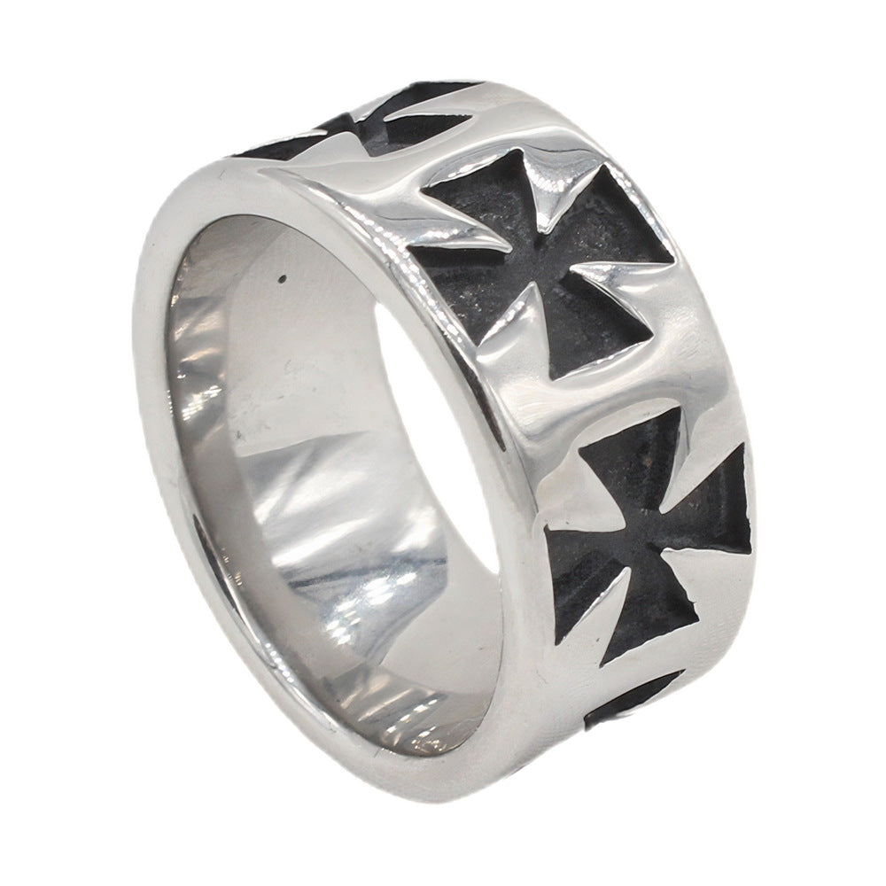 Planderful Titanium Steel Ring Retro Cross Design For Men And Unisex Bold Statement Jewelry