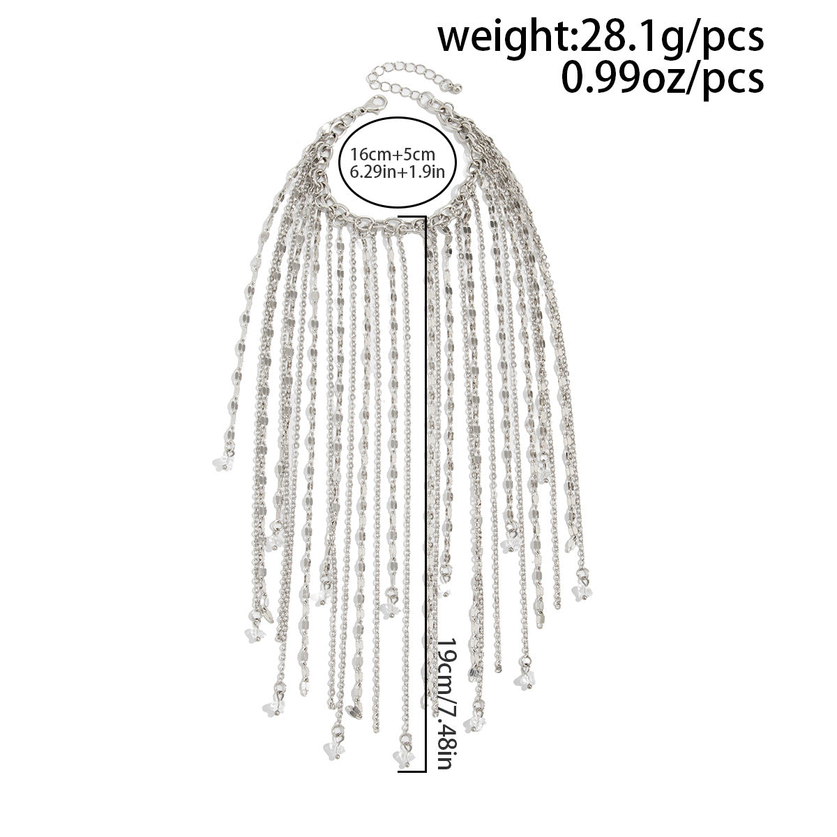 Creative Court Style Long Fringed Bracelet Geometric Exaggerated Chain Decorative
