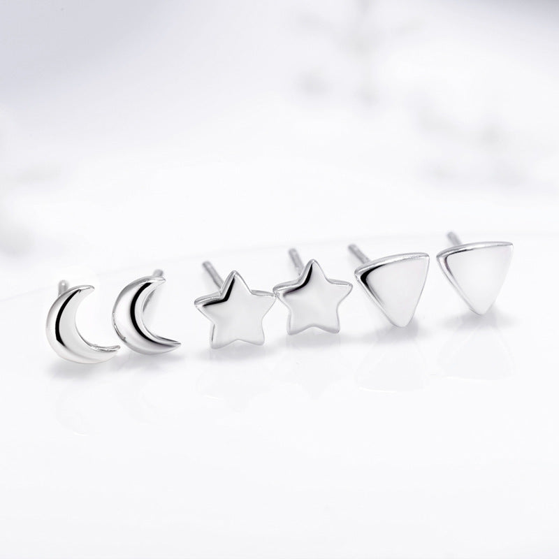925 Sterling Silver Lightning Heart Star Stud Earrings