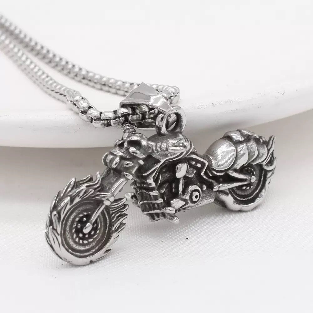 Skull Pendant Necklace Titanium Steel For Men Edgy Biker Style Statement Gift Planderful