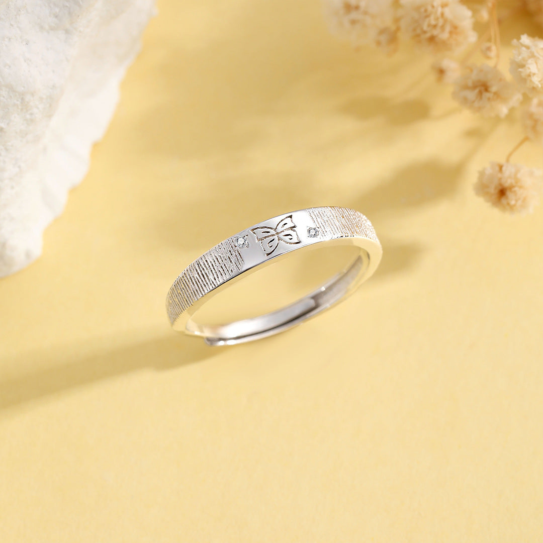 Planderful S925 Sterling Adjustable Butterfly Ring For Women