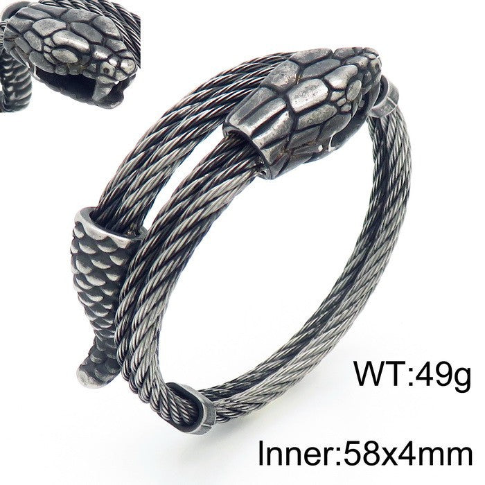 Braided Wire Steel Wire Bracelet – Street Rock Hip-Hop Multi-Color Zodiac Snake Titanium Steel