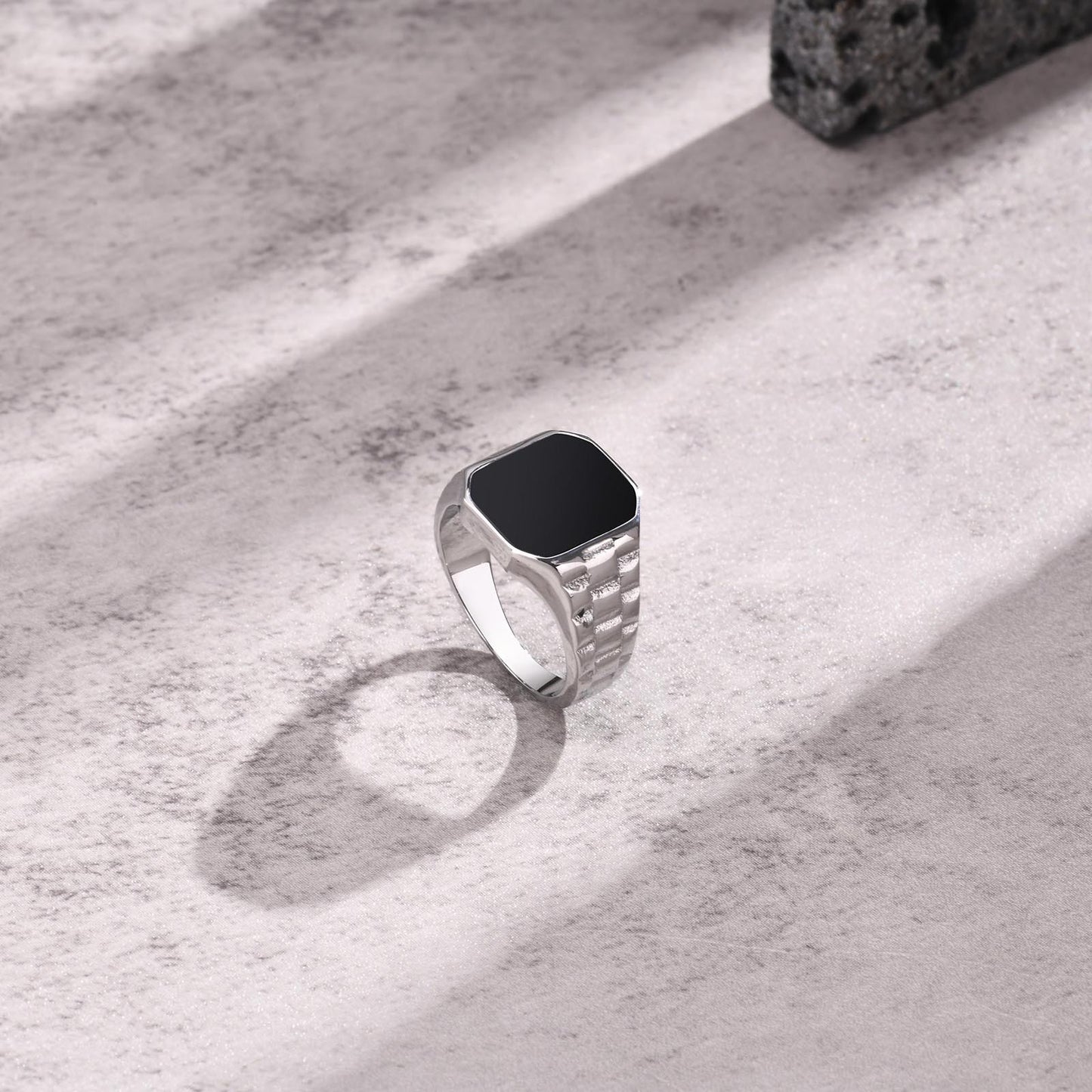 Retro Mens Punk Turquoise Titanium Steel Chain Ring