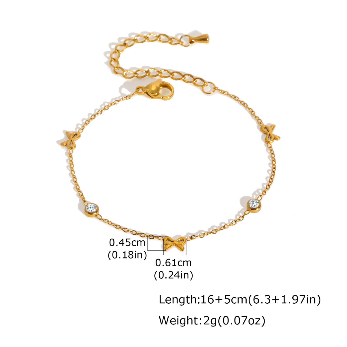 Women's Stainless Steel Flat Cross Chain Bow Bracelet Necklace
