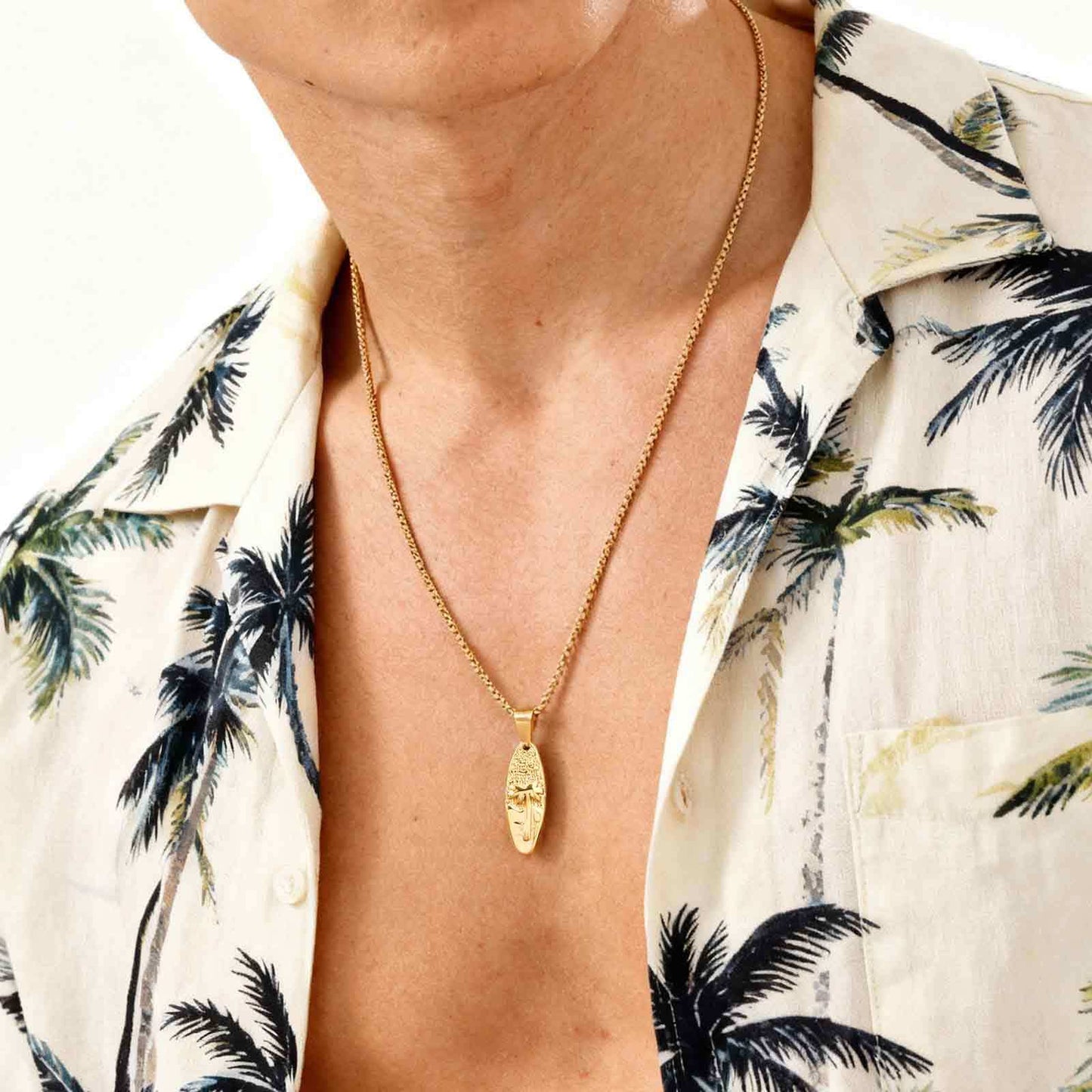 Planderful Men Casual Stainless Steel Coconut Tree Pendant