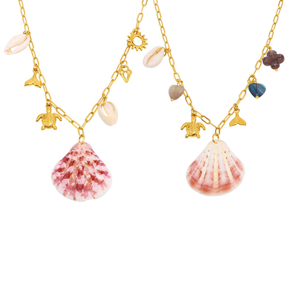 Planderful Natural Shell Turtle Necklace Ocean Series Women